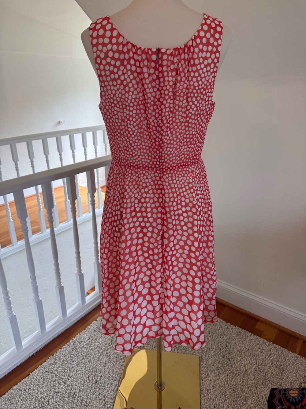 Trina Turk Orange Polka Dot Sleeveless Midi Dress Size 10 - Picture 2 of 9